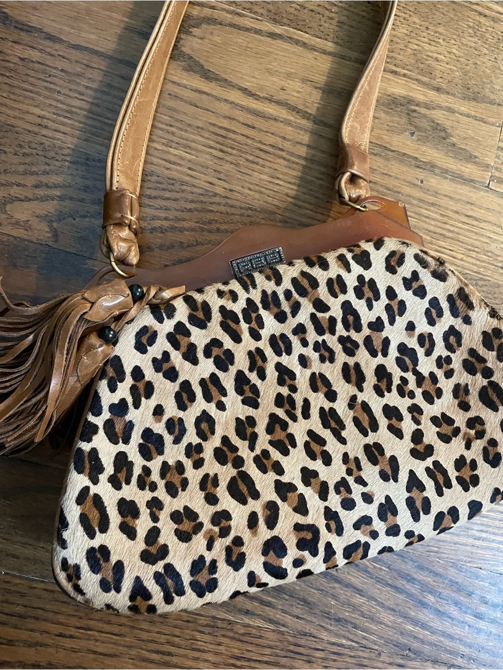 Anthony Luciano Vintage Bespoke Leopard Pony Hair Lucite Frame Bag - Designer - Picture 2 of 7